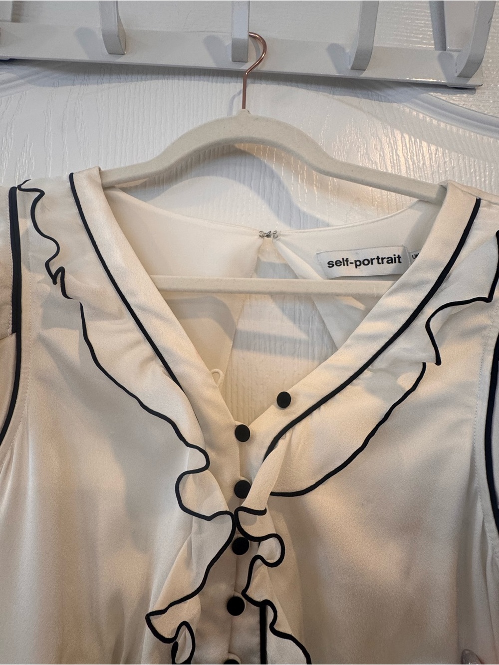 Self-Portrait Ivory Maxi Dress with Black Trim - Picture 2 of 4